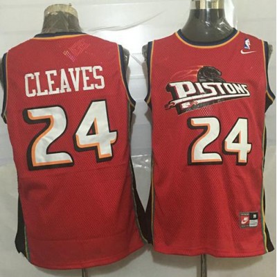 Detroit Pistons #24 Mateen Cleaves Red Nike Throwback Stitched NBA Jersey Men's